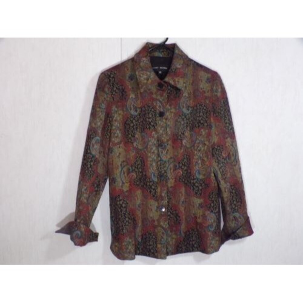 Randy Kemper Womens Shirt Jacket Size 10 Lined Tapestry Paisley Career Office